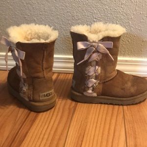 UGG Classic Pala Chestnut Pink Ribbon Bow Boot